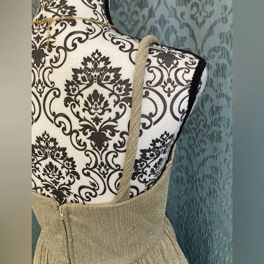 City Studio | NWT Women’s Metallic Gold Pleated Fit & Flare Dress - Picture 6 of 9